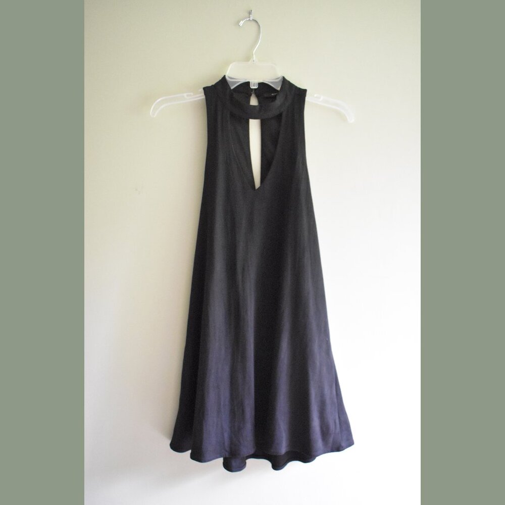 Olivaceous Black Suede Choker Dress